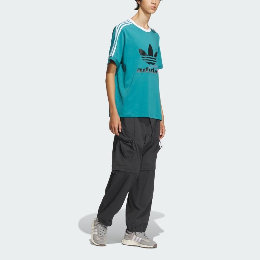adidas Мужская спортивная футболка в полоску с логотипом Originals, топы, арктический синий IW6311