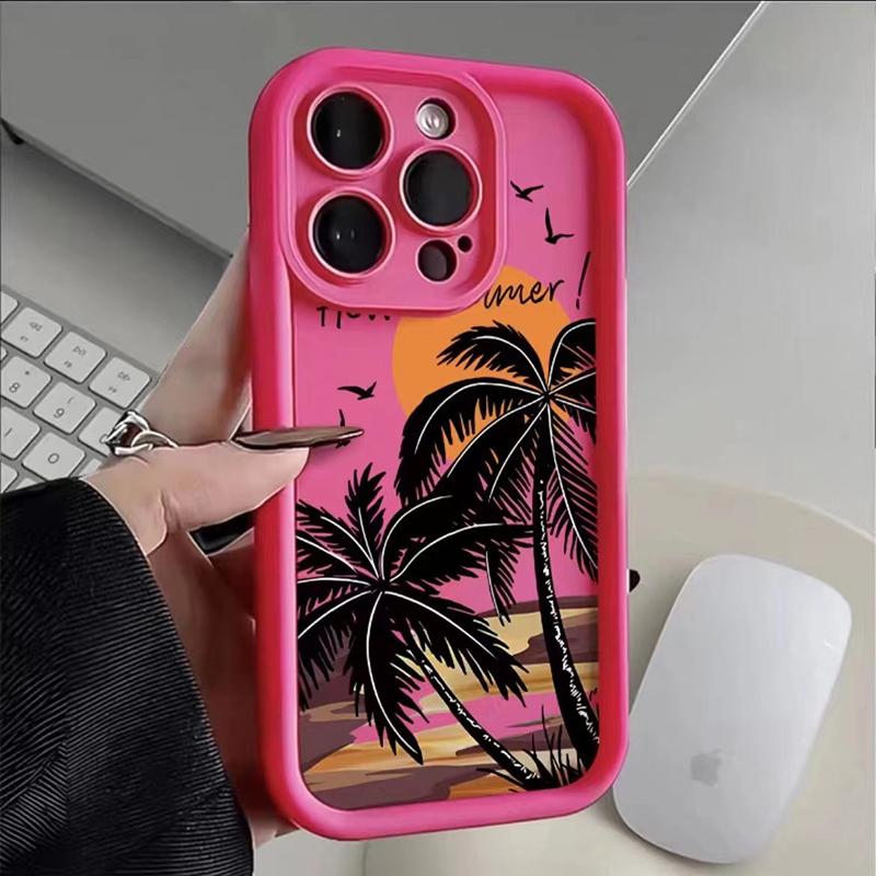 Силиконовый чехол для телефона Sunset Coconut Tree для iPhone 16 15 14 13 12 11 Pro Max XS XR 7 8 Plus SE 2020, противоударный чехол цвета конфет