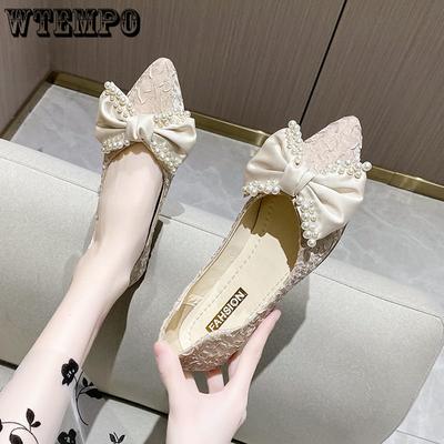 Весенне-летняя универсальная дышащая женская обувь на высоком каблуке с бантиком и нежным темпераментом