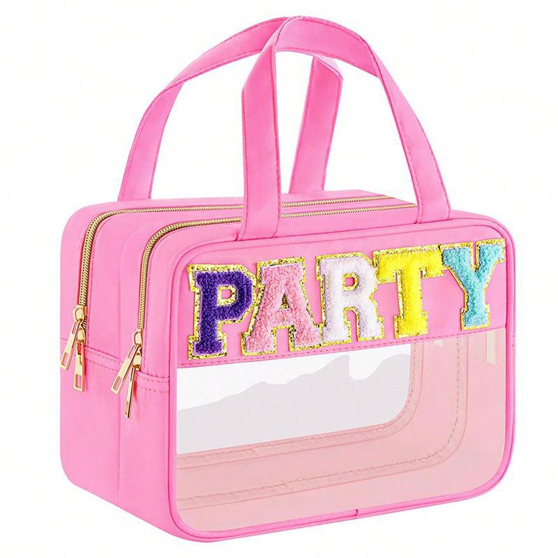 Прозрачная косметичка из ПВХ с пересечением границ - большая вместимость, многофункциональная, портативная сумка для хранения туалетных принадлежностей