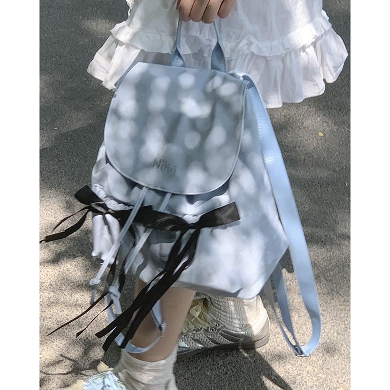 Повседневный рюкзак с бантом из нейлоновой парусины, женская сумка, новый нишевый рюкзак 2025, простая дорожная сумка