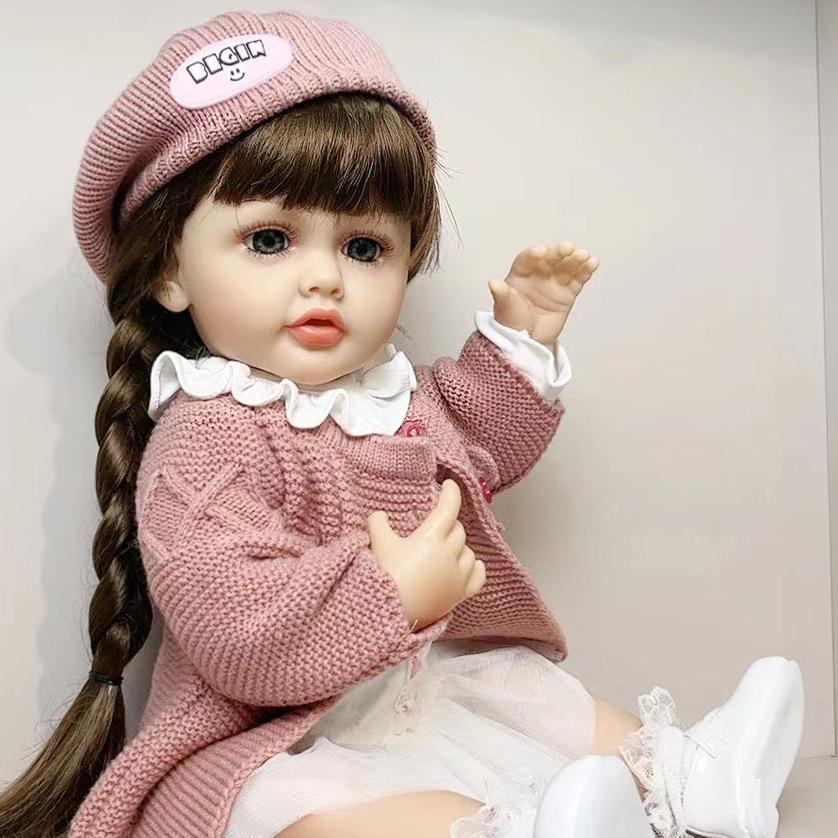 Модная кукла Reborn для девочек, полностью силиконовая, виниловая, 22 дюйма, длинные волосы принцессы, сделай сам, реалистичные куклы для новорожденных, подарок на Рождество Bebe Reborn