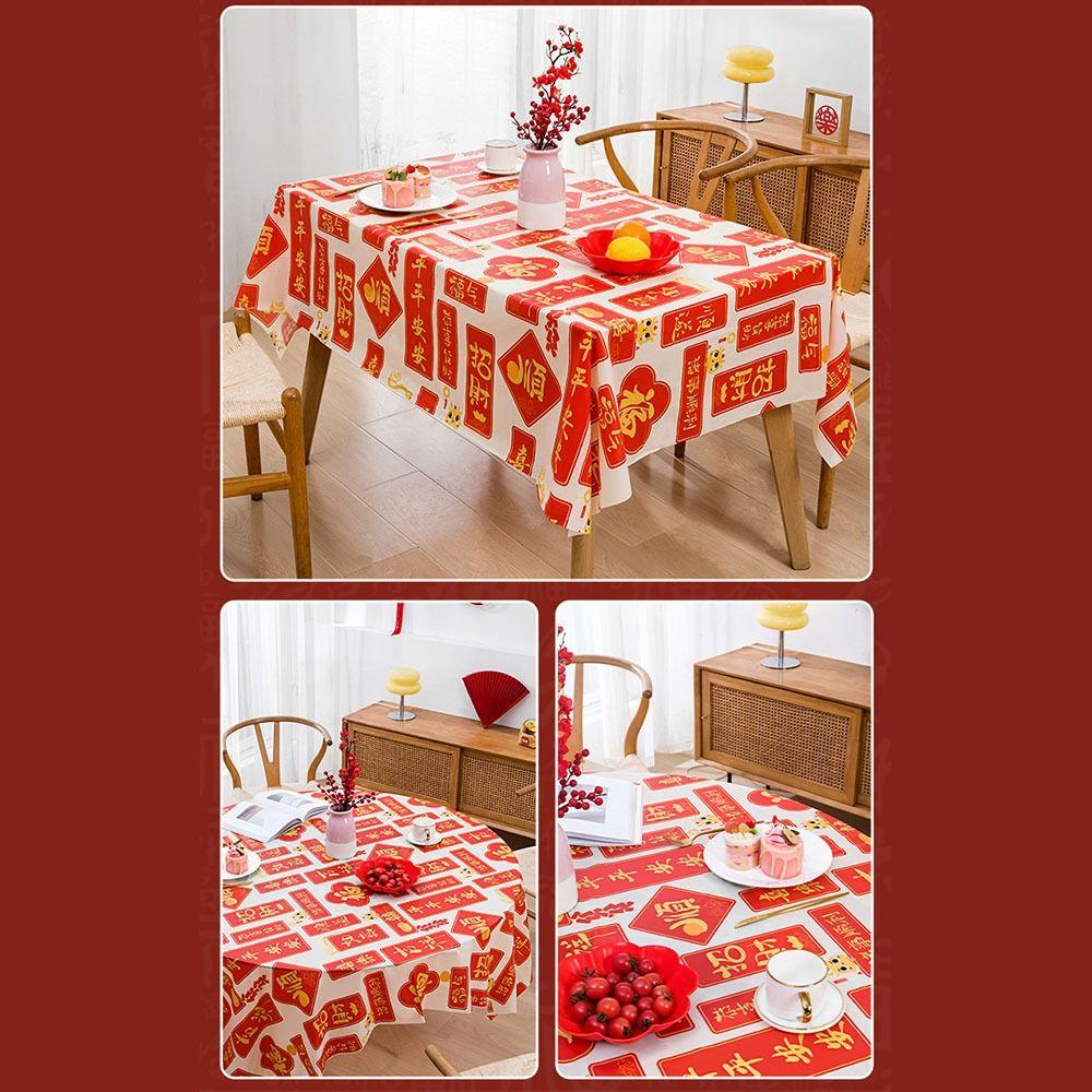 Thickened Chinese New Year Table Cloth PEVA Red Festive Table Cloth  New Year Party Supplies