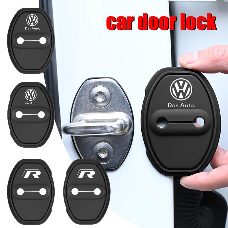 2/4pcs Silicone Car Door Lock Buckle Protector Cover For Volkswagen VW R GTI Golf Passat b6 Tiguan Polo T-ROC Arteon Bora Touran zq2