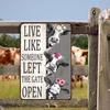 Vintage Chicken Decor Sign Live Like Someone Left The Gate Open Tin Sign for Home Chicken Coop Farm Kitchen Bathroom Wall Decor