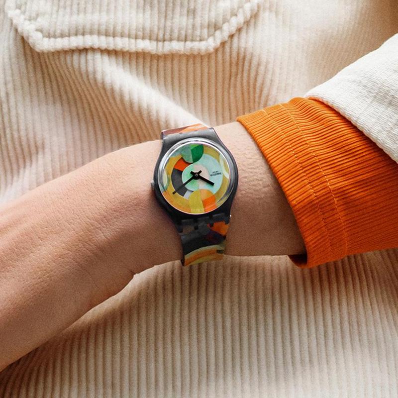 Swatch Кварцевые часы Pompidou Special Fashion Unisex Швейцарские 41 мм Цветной циферблат Пластиковый корпус Силиконовый ремешок GZ712-SWATCH