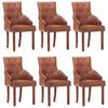 VidaXL Dining Chairs 6 Pcs Brown Genuine Goatskin Leather