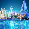 3 Pcs Iridescent Waves Tablecloths - Disposable Plastic Ocean Blue Table Cloth Rectangle Table Covers for Under the Sea Beach Surf Pool Party