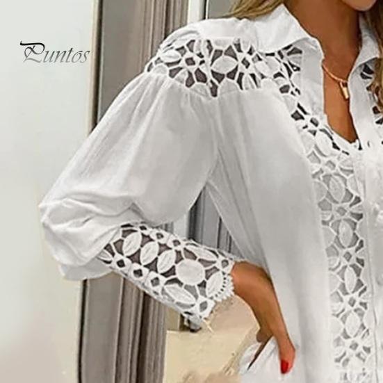 Женское платье-рубашка с лацканами, длинным рукавом, ажурным кружевом, мини-платье со шнуровкой, однотонное повседневное летнее платье