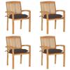 Stackable Garden Chairs with Cushions, vidaXL 4 Pcs Solid Teak.