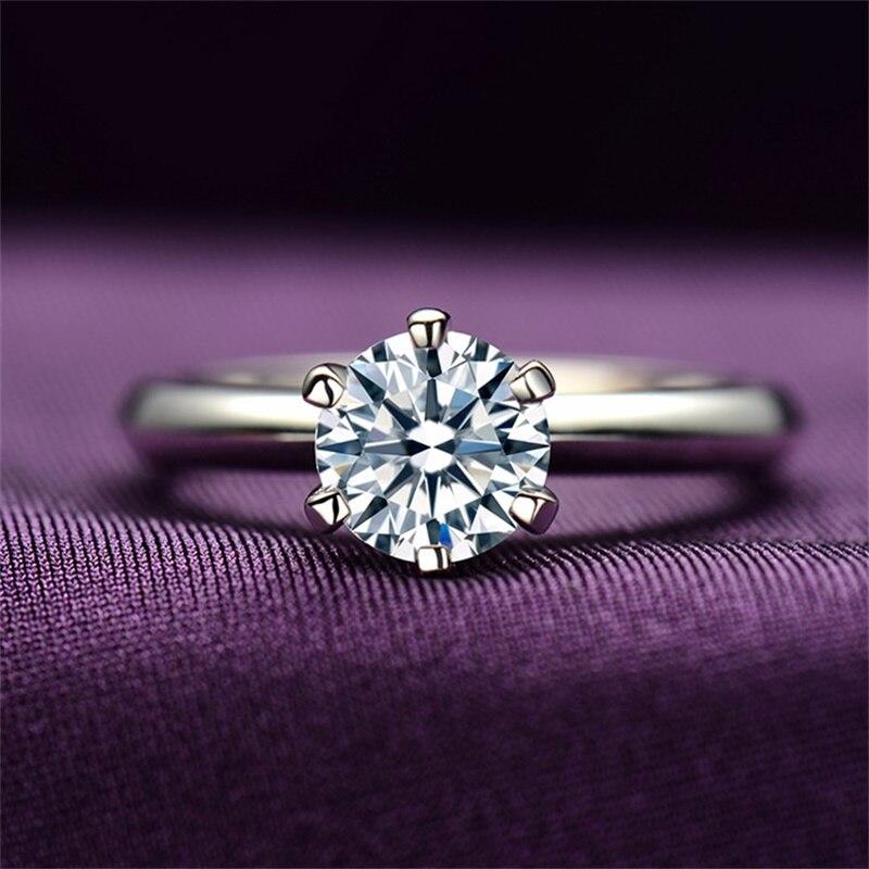 Оригинальные кольца из чистого белого золота, женские круглые кольца 8 мм, 2,0 карата с цирконием и цирконием, обручальное кольцо для невесты, ювелирные изделия, подарок