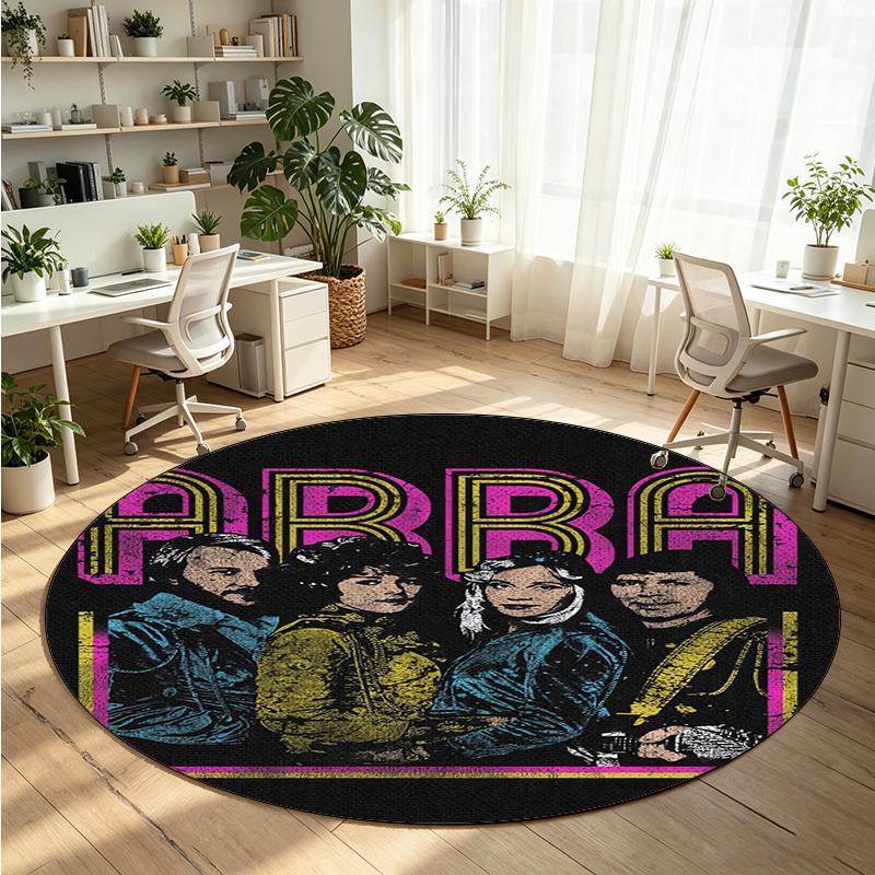ABBA Printed Round Crystal Velvet Rug Soft Non Slip Floor Carpet For Bedroom Holiday Gift