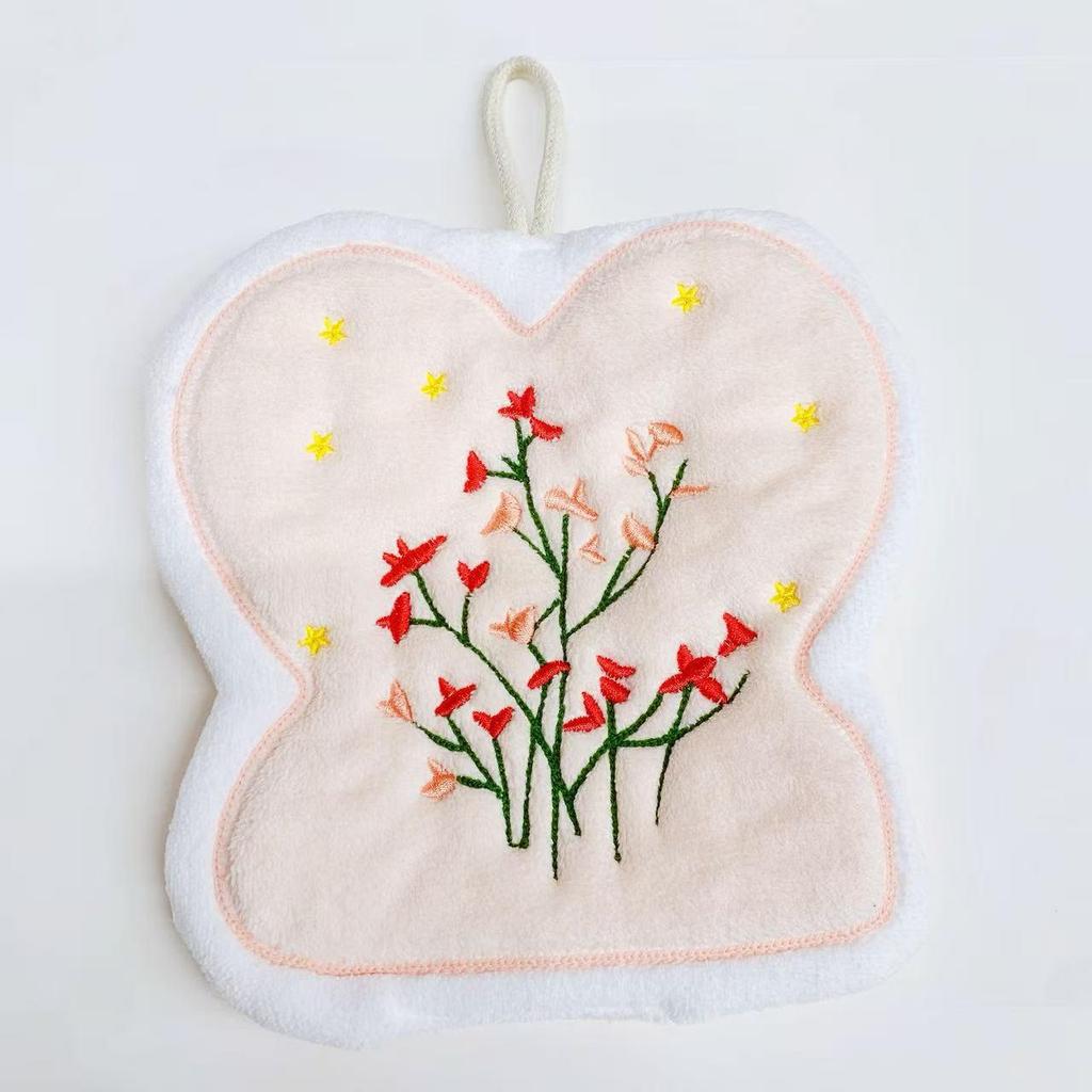 Утолщенное коралловое флисовое подвесное цветочное кухонное полотенце - Мягкое и впитывающее, Многофункциональное