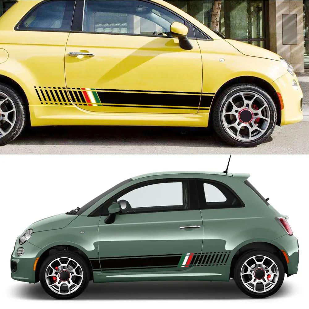 Для Fiat 500 Abarth 595 2 шт. Автомобильные наклейки на обе боковые двери Автомобильный кузов Декор Покрытие Графика Полосы Виниловая пленка Наклейки Аксессуары