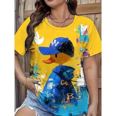 Последняя популярная 3D смешная забавная креативная милая модная анималистичная модель с принтом для пары с круглым вырезом и коротким рукавом из дышащего материала