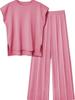2024 Women's Knitted Casual Suit: Sleeveless Vest Sweater & Wide-Leg Pants Two-Piece