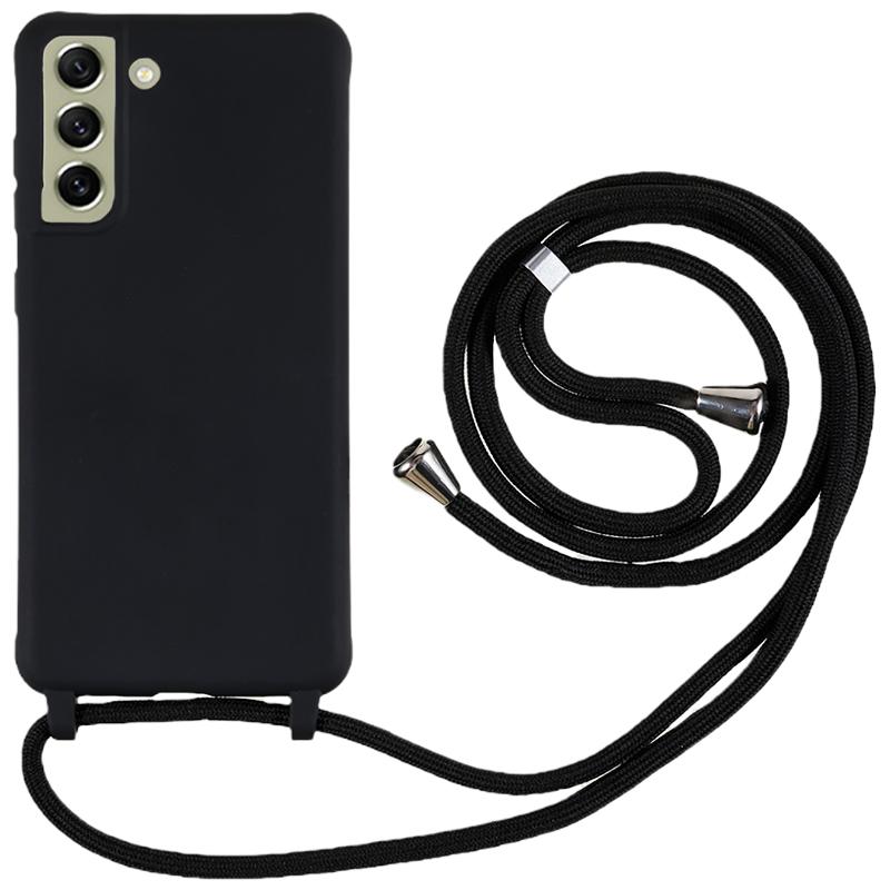 Противоударная задняя крышка для Samsung Galaxy S21 FE 5G, гибкий ТПУ чехол для телефона со шнурком