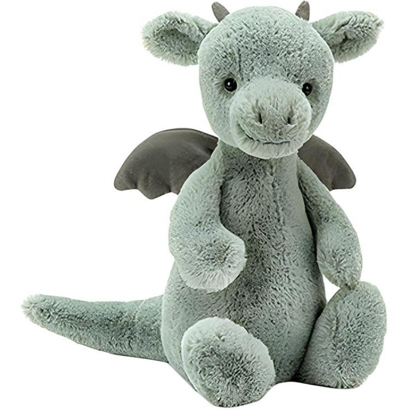 JELLYCAT Серия Мифические животные Застенчивый Маленький Дракон Милая Светло-серая Зеленая Кукла Плюшевая Кукла 18см/31см/51см/108см Высота