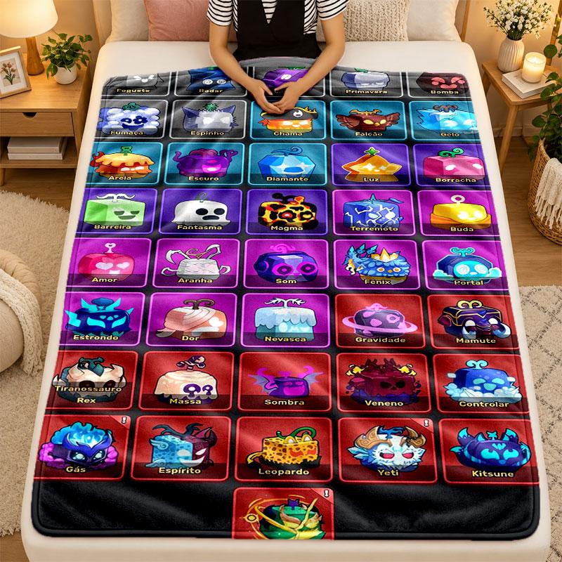 Flannel BlanketBlox Fruits Warm Soft Throw Blanket for Indoor Sofa Bed Living Room Use