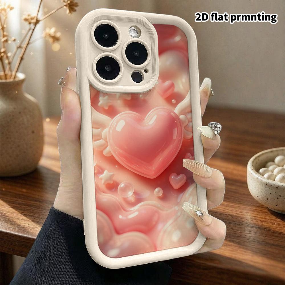 Phone case: 2D flat design, suitable for iPhone 18 17 16 15 14 13 Pro protective case, angel heart, perfect Christmas and Halloween holiday gift