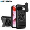KEYSION Магнитный чехол для телефона Google Pixel 9 10 Pro XL 10 9 Pro Защита камеры сдвижной крышкой Вертикальная подставка Кольцо 360° Ударопрочный чехол