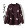 Flash Stereo Butterfly Diamond! Lazy Fan Girl Long Sleeve Cocoon Shaped Round Neck Slimming Air Cotton Hoodie Autumn and Winter Outerwear