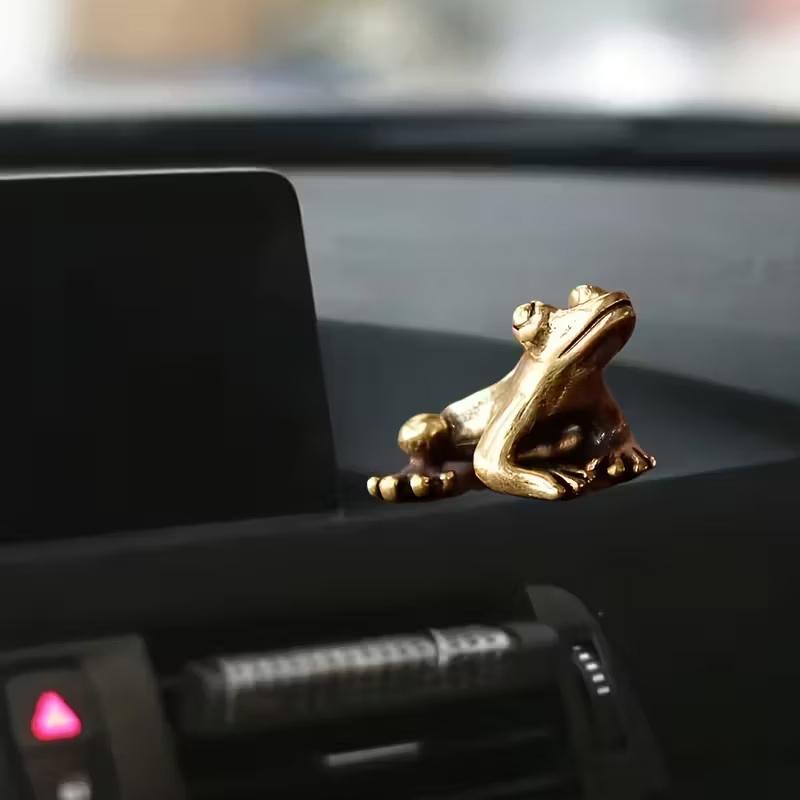 Винтажная латунная статуэтка лягушки Декор лягушки Очаровательная созерцательная поза Настольное украшение Чайный питомец Фигурка Домашний декор для офиса