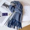 100 Wool Scarves Men's Winter Dark Blue Plaid Cashmere Scarf High-end Gift Boyfriend Dad Double-sided Shawl