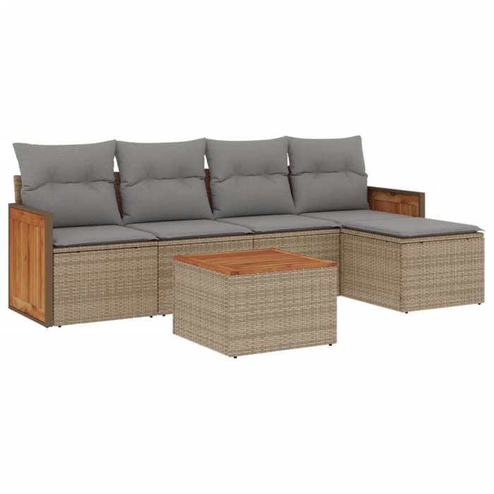 VidaXL Salon de Jardin avec Coussins 6 pcs, Canapés de Terrasse, Ensemble de Meubles de Patio, Mobilier d'Extérieur, Beige 3227606