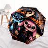 Halloween,Stitch Fully automatic themed umbrella - 8 ribs durable iron frame, tri-fold compact design, perfect as a gift, travel umbrella, u