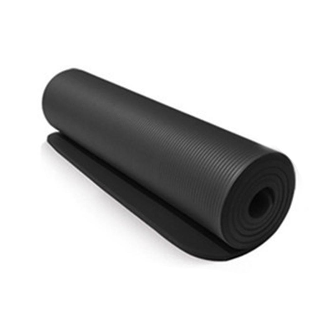 Exercise Mat Black 72x24x0.4in Thick NBR High Safety Anti Slip Texture Easy Furl Pilates Mat for