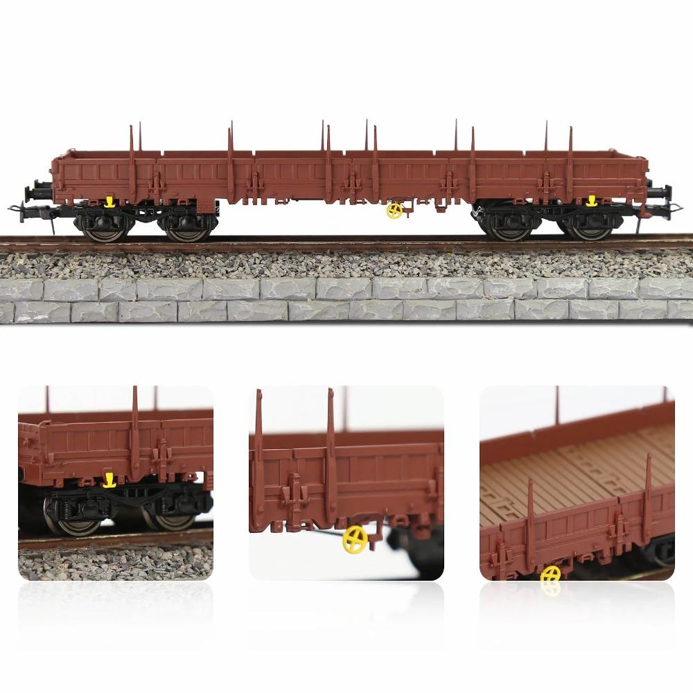 1 единица Evemodel Trains - Окрашенный коричневый вагон-платформа 40 футов масштаба HO с металлическими колесами C8764
