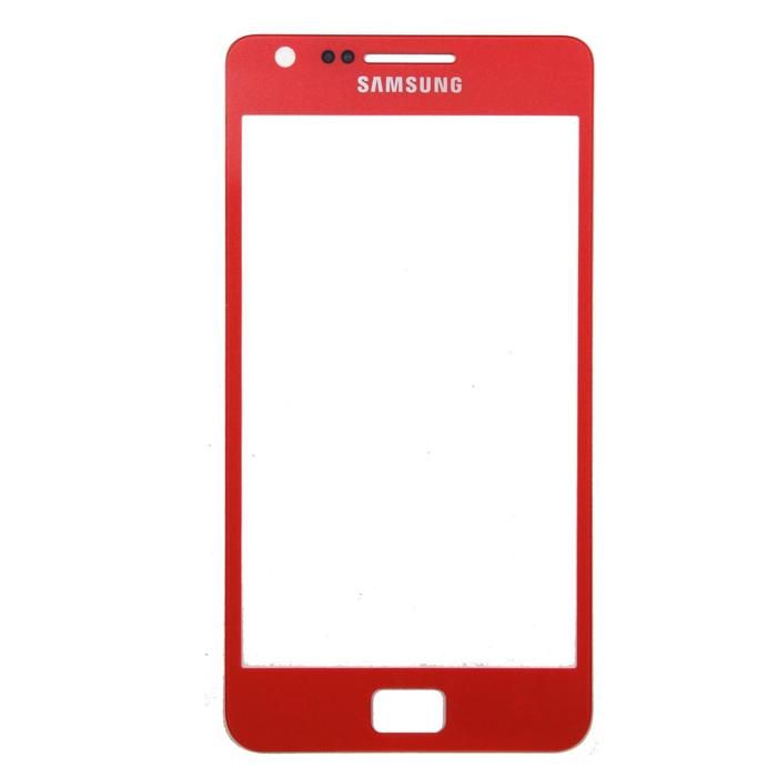 Red Front Screen Glass + Adhesive for Samsung Galaxy S2 I9100