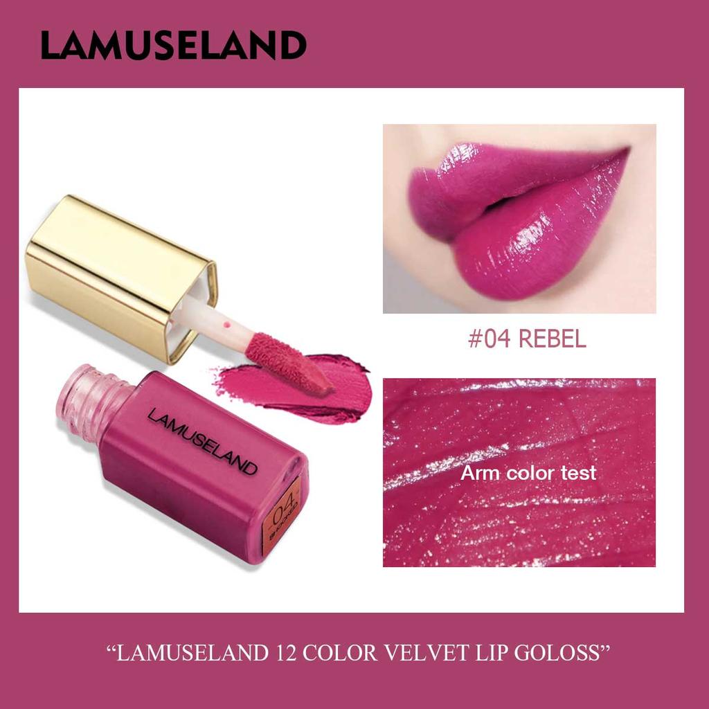 LAMUSELAND 12 Colors Cute Mini Velvet Moisture Lip Gloss Nutritious Liquid Lipstick 3.5g