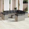 14 Piece Garden Sofa Set with Cushions Light Grey Poly Rattan