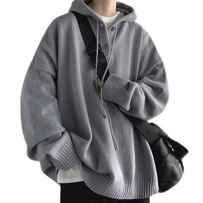Осенний большой многослойный топ с разрезом и пошивом, свободный повседневный зимний холод [FJLTDCP] Мужская толстовка с капюшоном, пуловер, однотонный, с капюшоном, одежда, стильный, размер, капюшон,