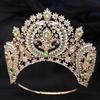 Baroque Round High Diadem Bridal Crown Pageant Miss Tiaras Headdress Bride Wedding Dress Hair Jewelry Accessories
