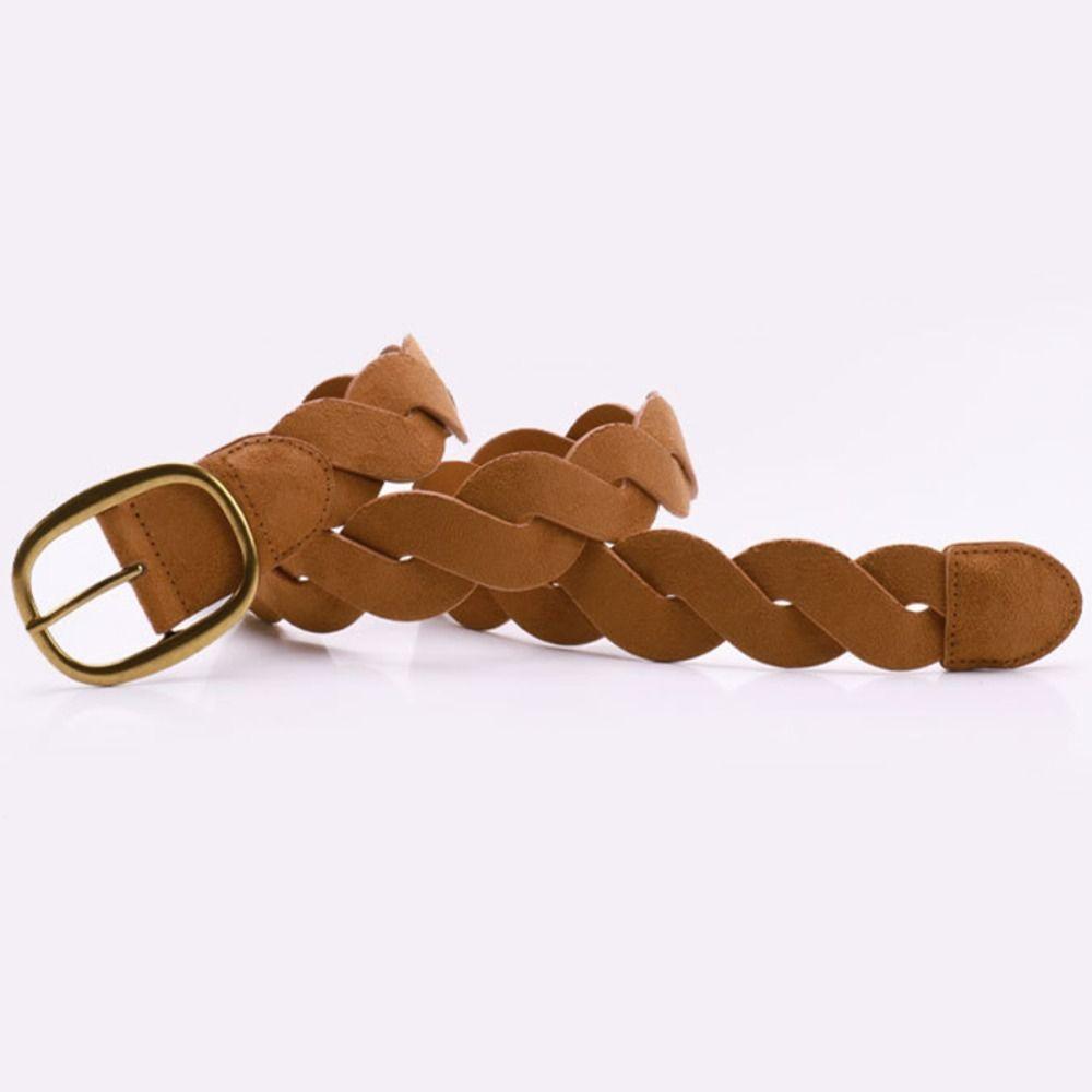 Weave Suede Belt Pin Buckle Men Belt Cool Twists Woven Waistband Jeans Accessories