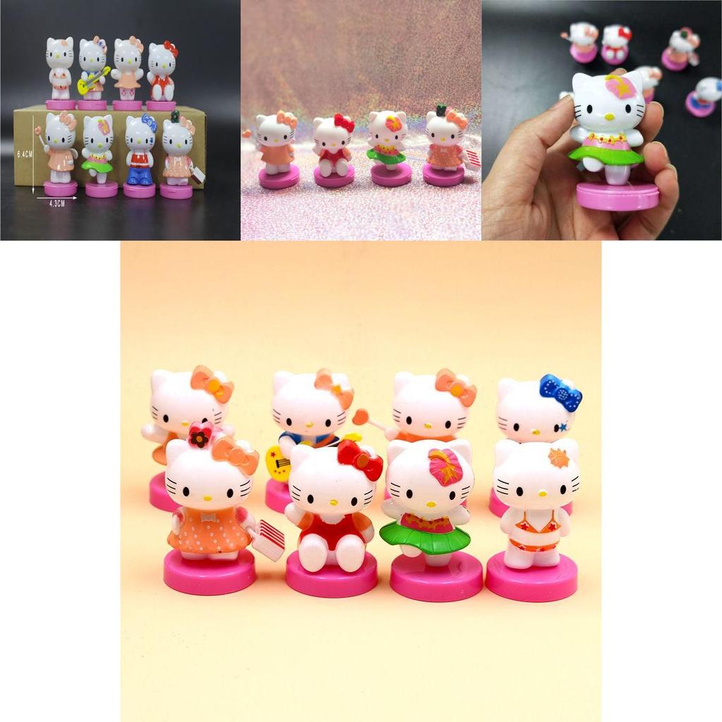 Набор мини-фигурок Hello Kitty из восьми штук, милые мультяшные миниатюры Kt, топперы для торта, подарок