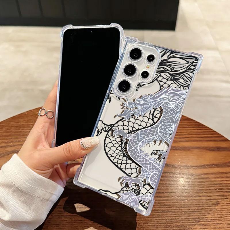 Fashion Dragon Tattoo Pattern Art Phone Case For Samsung Galaxy S25 FE S26 S24 S23 S22 S21 S20 Ultra S26 Plus S25FE Clear Cover