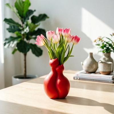 3D-печатная ваза для цветов в виде кошки, Минималистичная ваза в скандинавском стиле для цветочных композиций, Ваза для цветов в виде обнимающихся кошек, Декоративная ваза с парой кошек, Подарок для дома и офиса