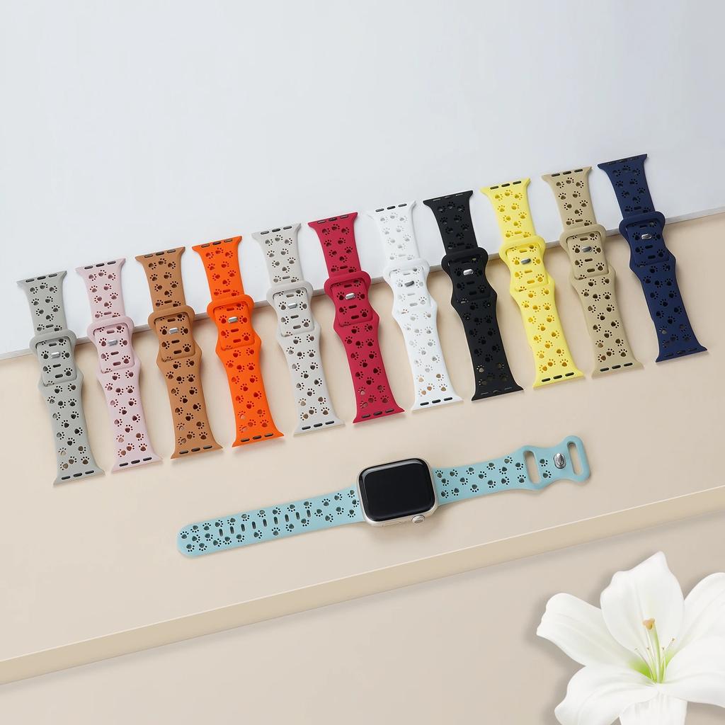 Классический силиконовый ремешок Dog Paw для Apple Watch Band 44 мм 40 мм Correa 38 42 мм браслет iwatch Series ultra 8 7 SE 6 5 4 3 49 мм 45 мм 41 мм