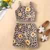 Комплект жилета с леопардовым принтом для девочек, летний детский модный комплект