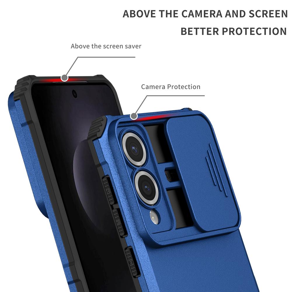 KEYSION Противоударный защитный чехол для Samsung S25 Edge 5G Slide Camera Lens Protection Live Stand Phone Cover для Galaxy S25 Edge 5G