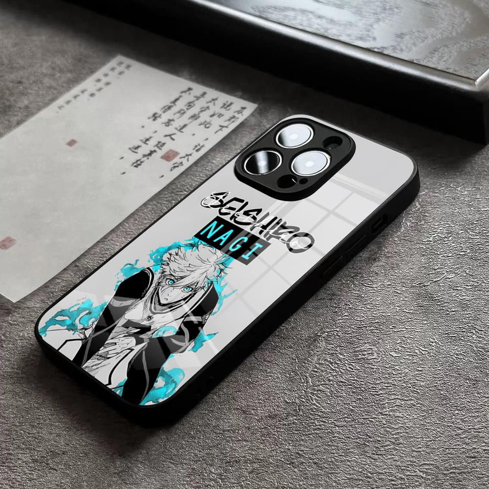 Чехол для телефона с аниме Blue Lock Для iPhone 16 Pro Max 15 Plus 14 Pro 12 11 13 Mini X XR XS Max 8 7 Plus SE Стеклянная крышка
