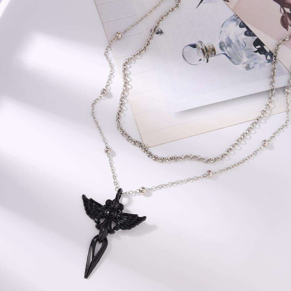 Fashion Multi-layer Cross Pendant Necklaces for Women Men Metal Steampunk Choker Necklace Hip Hop Jewelry Gifts