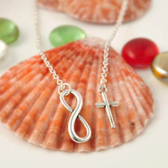 Кулон Бесконечность Крест Металлическая Женская Леди Цепочка Ожерелье Ювелирный Подарок