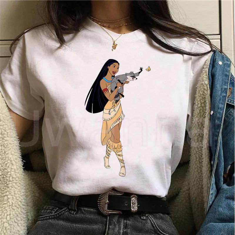 Princess T Shirt Printed Pocahontas and Meeko T Shirt Graphic Tops Aesthetic T-shirt Tees Harajuku for Unisex