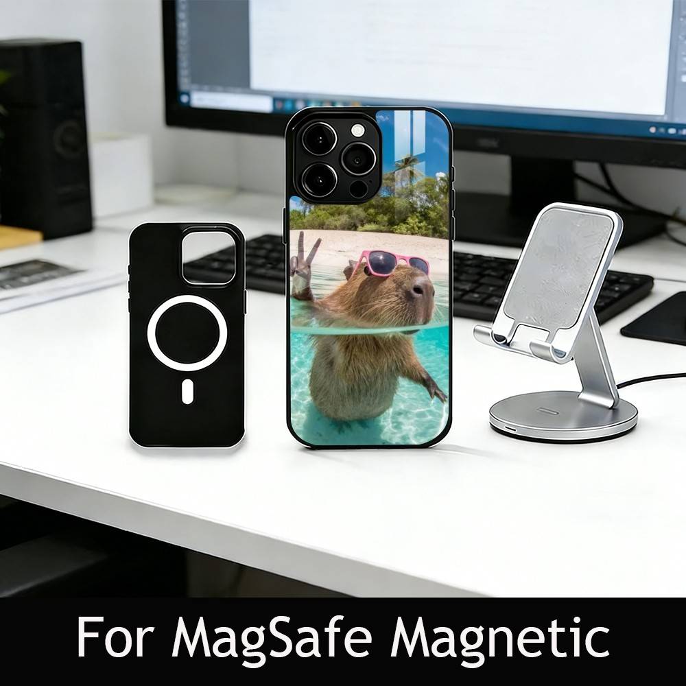 Cute capybara Phone Case For iPhone17,16,15,14,13,12,11 Plus,Pro Magnetic with Magsafe Wireless Charging
