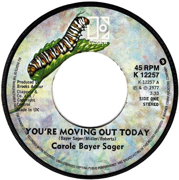 7-дюймовая пластинка CAROLE BAYER SAGER - You're Moving Out Today K12257 Elektra 1977 UK Pop Б/у